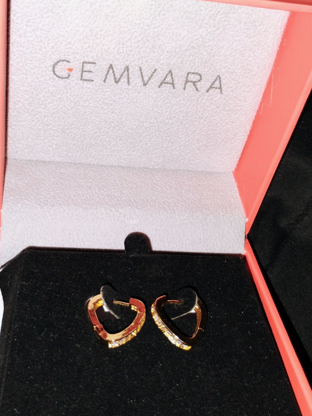 Gold Heart Hoop Earrings with Pavé Crystals